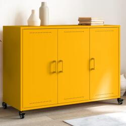vidaXL mustársárga acél tálalószekrény 100, 5 x 39 x 72 cm (846683) - vidaxl