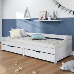 vidaXL IRUN fehér tömör fenyőfa kanapéágy 2 fiókkal 90 x 200 cm (3185210) - vidaxl