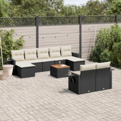 vidaXL 10 részes fekete polyrattan kerti ülőgarnitúra párnákkal (3257106) - vidaxl