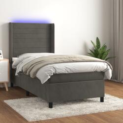 vidaXL sötétszürke bársony rugós és LED-es ágy matraccal 100x200 cm (3139608)