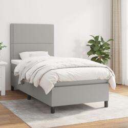 vidaXL világosszürke szövet rugós ágy matraccal 100 x 200 cm (3141673)