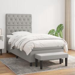 vidaXL világosszürke szövet rugós ágy matraccal 80 x 200 cm (3136789)