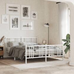 vidaXL fehér fém ágykeret fej- és lábtámlával 160x200 cm (376394)