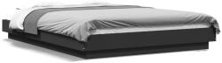 vidaXL fekete szerelt fa ágykeret LED-del 135 x 190 cm (3281134)