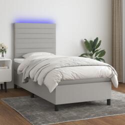 vidaXL világosszürke szövet rugós és LED-es ágy matraccal 80 x 200 cm (3134909)