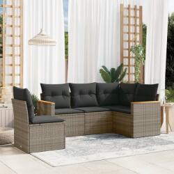 vidaXL 5 részes szürke polyrattan kerti ülőgarnitúra párnákkal (3225976)