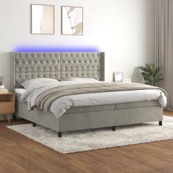 vidaXL világosszürke bársony rugós és LED-es ágy matraccal 200x200 cm (3139763)