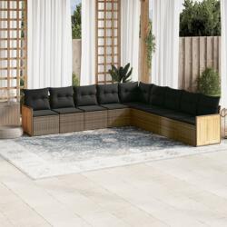 vidaXL 9 részes szürke polyrattan kerti ülőgarnitúra párnákkal (3227740)