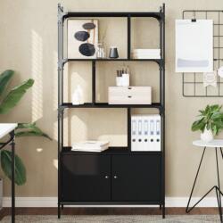 vidaXL fekete szerelt fa könyvespolc ajtókkal 76, 5 x 30 x 154, 5 cm (833348) - vidaxl