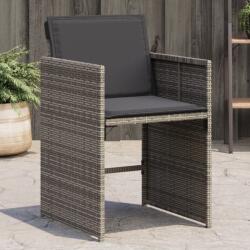 vidaXL 4 db szürke polyrattan kerti szék párnával (4007457)