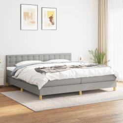 vidaXL világosszürke szövet rugós ágy matraccal 200 x 200 cm (3140961)