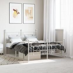 vidaXL fehér fém ágykeret fej- és lábtámlával 140 x 190 cm (374406)