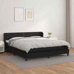 vidaXL fekete műbőr rugós ágy matraccal 180 x 200 cm (3127265)