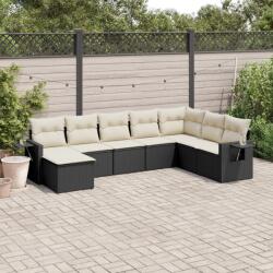 vidaXL 8 részes fekete polyrattan kerti ülőgarnitúra párnákkal (3220555)