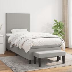 vidaXL világosszürke szövet rugós ágy matraccal 100 x 200 cm (3136413)