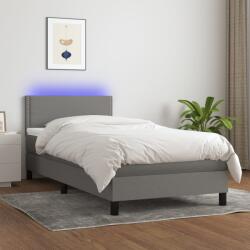 vidaXL sötétszürke szövet rugós és LED-es ágy matraccal 80 x 200 cm (3133030)