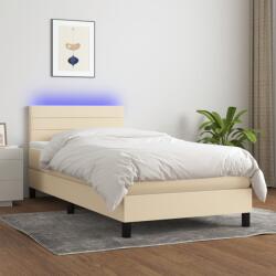 vidaXL krémszínű szövet rugós és LED-es ágy matraccal 80 x 200 cm (3133194)
