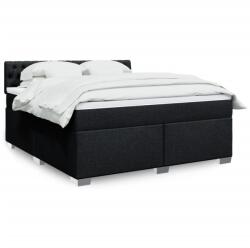 vidaXL fekete szövet rugós ágy matraccal 180 x 200 cm (3285976)