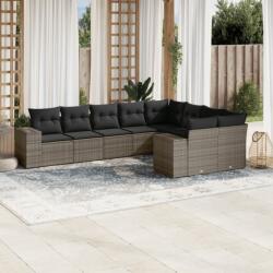 vidaXL 9 részes szürke polyrattan kerti ülőgarnitúra párnákkal (3223039)