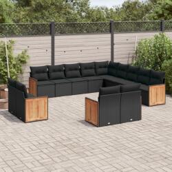 vidaXL 13 részes fekete polyrattan kerti ülőgarnitúra párnákkal (3228204)
