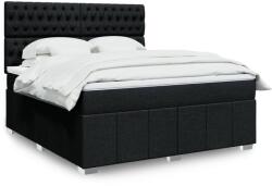 vidaXL fekete szövet rugós ágy matraccal 180 x 200 cm (3291756)