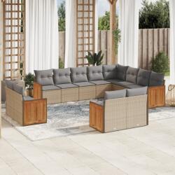 vidaXL 12 részes bézs polyrattan kerti ülőgarnitúra párnákkal (3228194)