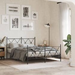 vidaXL fekete fém ágykeret fej- és lábtámlával 137 x 190 cm (376519) - vidaxl