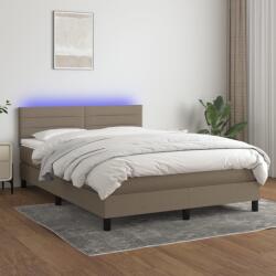 vidaXL tópszínű szövet rugós és LED-es ágy matraccal 140x200 cm (3133241)