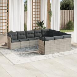 vidaXL 10 részes világosszürke polyrattan kerti ülőgarnitúra párnákkal (3250061)
