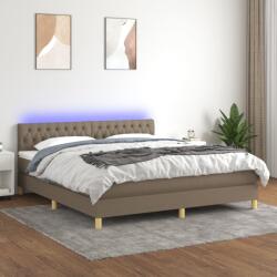 vidaXL tópszínű szövet rugós és LED-es ágy matraccal 160x200 cm (3133969)