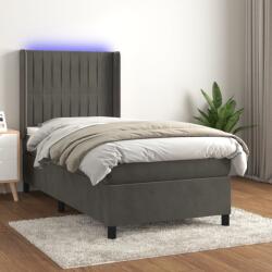 vidaXL sötétszürke bársony rugós és LED-es ágy matraccal 80 x 200 cm (3139650)