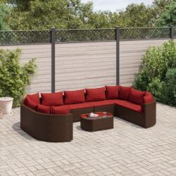 vidaXL 10 részes barna polyrattan kerti ülőgarnitúra párnákkal (3308405)