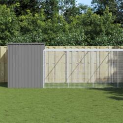 vidaXL világosszürke horganyzott acél kifutós kutyaház 214x865x181 cm (3189140)