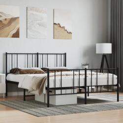 vidaXL fekete fém ágykeret fej- és lábtámlával 135 x 190 cm (352497) - vidaxl