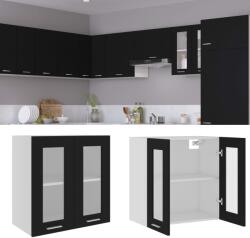 vidaXL Lyon fekete szerelt fa függő üvegszekrény 60 x 31 x 60 cm (802522)