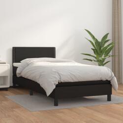 vidaXL fekete műbőr rugós ágy matraccal 90x190 cm (3141035)