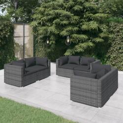 vidaXL 6 részes szürke polyrattan kerti ülőgarnitúra párnákkal (3102301)