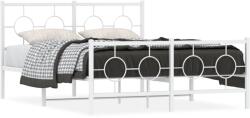 vidaXL fehér fém ágykeret fej- és lábtámlával 140 x 190 cm (376293)