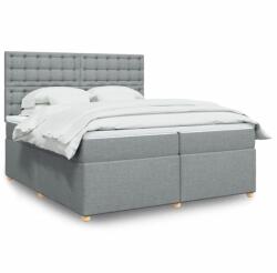 vidaXL világosszürke szövet rugós ágy matraccal 200 x 200 cm (3291401)