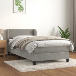 vidaXL világosszürke bársony rugós ágy matraccal 80 x 200 cm (3127397)