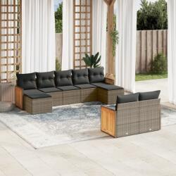 vidaXL 9 részes szürke polyrattan kerti ülőgarnitúra párnákkal (3228083)