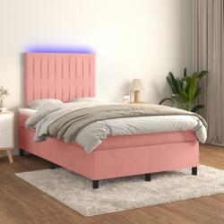vidaXL rózsaszín bársony rugós és LED-es ágy matraccal 120x200 cm (3136238)