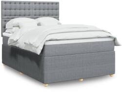 vidaXL világosszürke szövet rugós ágy matraccal 140 x 190 cm (3292065)
