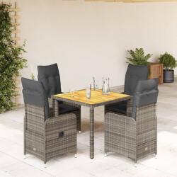 vidaXL 5 részes szürke polyrattan kerti bisztrógarnitúra párnákkal (3277020) - vidaxl