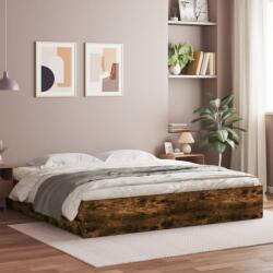vidaXL füstös tölgy színű szerelt fa ágykeret fiókokkal 180 x 200 cm (3207256) - vidaxl