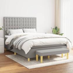 vidaXL világosszürke szövet rugós ágy matraccal 140 x 190 cm (3137469)