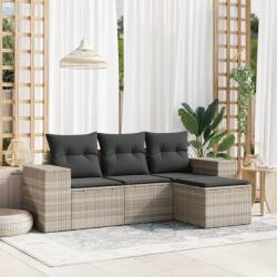 vidaXL 4 részes világosszürke polyrattan kerti ülőgarnitúra párnákkal (3254809)