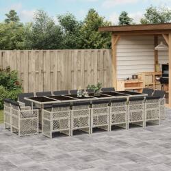 vidaXL 17 részes szürke polyrattan kerti étkezőgarnitúra párnákkal (3210887)
