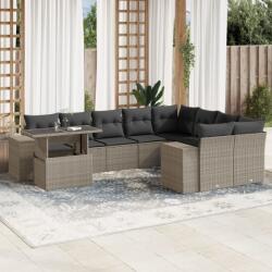 vidaXL 10 részes világosszürke polyrattan kerti ülőgarnitúra párnákkal (3269402) - vidaxl