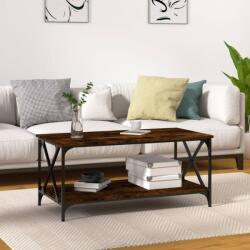 vidaXL füstös tölgy szerelt fa és vas dohányzóasztal 100 x 50 x 45 cm (823309)